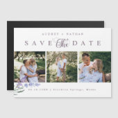 Lavender Flower 3 Photos Save The Date Magnet Card (Voorkant / Achterkant)