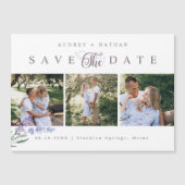 Lavender Flower 3 Photos Save The Date Magnet Card (Voorkant)