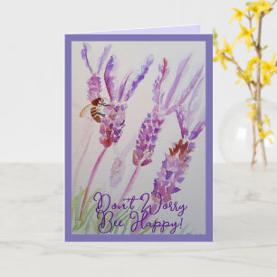 Lavender Flower and Bee Happy Painting Kaart