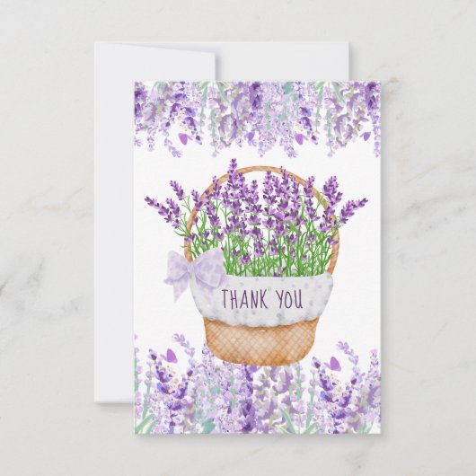 Lavender Flower Basket Green Paars - Hartelijk dan Bedankkaart (Voorkant)