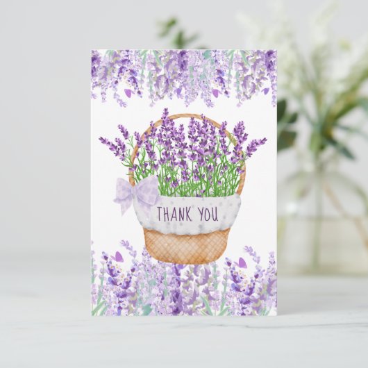 Lavender Flower Basket Green Paars - Hartelijk dan Bedankkaart (Staand voorkant)