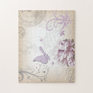 Lavender  Flower, Butterfly, Music, Clocks, Clocks Legpuzzel