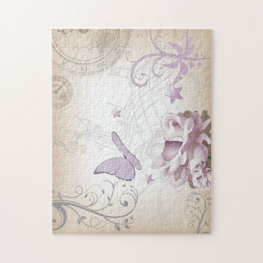 Lavender  Flower, Butterfly, Music, Clocks, Clocks Legpuzzel (Verticaal)