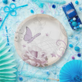 Lavender  Flower, Butterfly, Music, Clocks, Clocks Papieren Bordje (Feest)