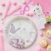 Lavender  Flower, Butterfly, Music, Clocks, Clocks Papieren Bordje (Feest)