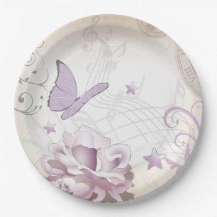 Lavender  Flower, Butterfly, Music, Clocks, Clocks Papieren Bordje