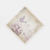 Lavender  Flower, Butterfly, Music, Clocks, Clocks Servetten (Hoek)
