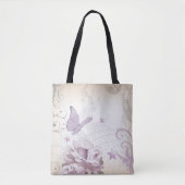 Lavender  Flower, Butterfly, Music, Clocks, Clocks Tote Bag (Voorkant)