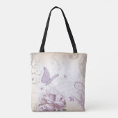Lavender  Flower, Butterfly, Music, Clocks, Clocks Tote Bag (Achterkant)