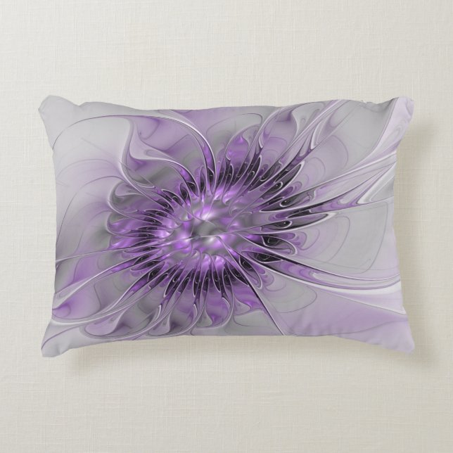 Lavender Flower Dream Modern Abstract Fractal Art Accent Kussen (Voorkant)