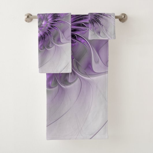 Lavender Flower Dream Modern Abstract Fractal Art Bad Handdoek (Insitu)