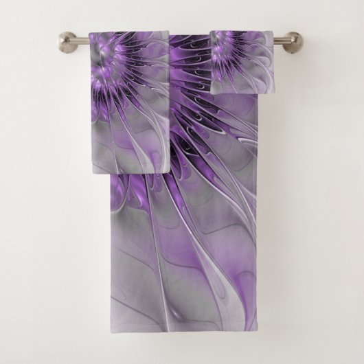 Lavender Flower Dream Modern Abstract Fractal Art Bad Handdoek (Insitu)