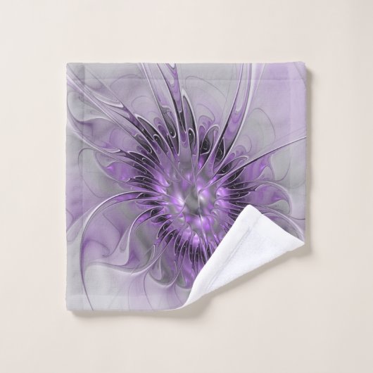 Lavender Flower Dream Modern Abstract Fractal Art Bad Handdoek (Wasdoekje)