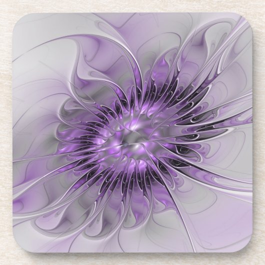 Lavender Flower Dream Modern Abstract Fractal Art Bier Onderzetter (Voorkant)
