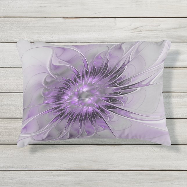 Lavender Flower Dream Modern Abstract Fractal Art Buitenkussen (Voorkant)
