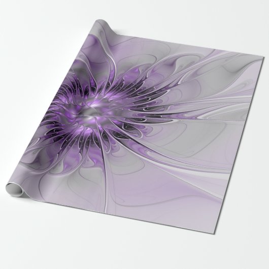 Lavender Flower Dream Modern Abstract Fractal Art Cadeaupapier (Uitgerold)