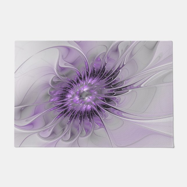Lavender Flower Dream Modern Abstract Fractal Art Deurmat (Voorkant)