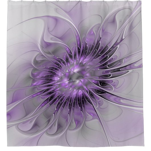 Lavender Flower Dream Modern Abstract Fractal Art Douchegordijn (Voorkant)