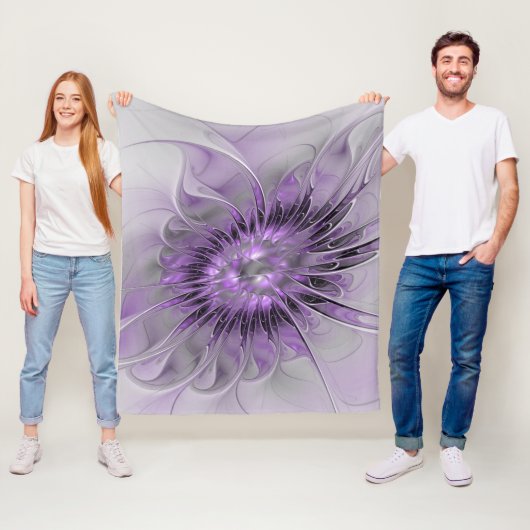 Lavender Flower Dream Modern Abstract Fractal Art Fleece Deken (In situ)