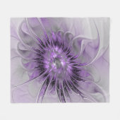 Lavender Flower Dream Modern Abstract Fractal Art Fleece Deken (Voorkant (Horizontaal))