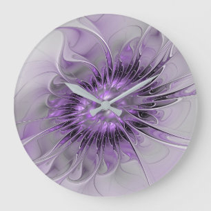 Lavender Flower Dream Modern Abstract Fractal Art Grote Klok