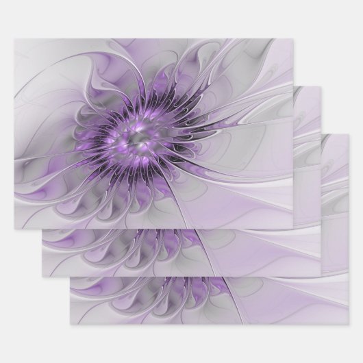 Lavender Flower Dream Modern Abstract Fractal Art Inpakpapier Vel (Set)