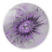 Lavender Flower Dream Modern Abstract Fractal Art Keramische Knop (Voorkant)