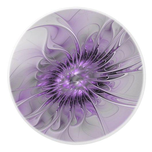 Lavender Flower Dream Modern Abstract Fractal Art Keramische Knop (Voorkant)