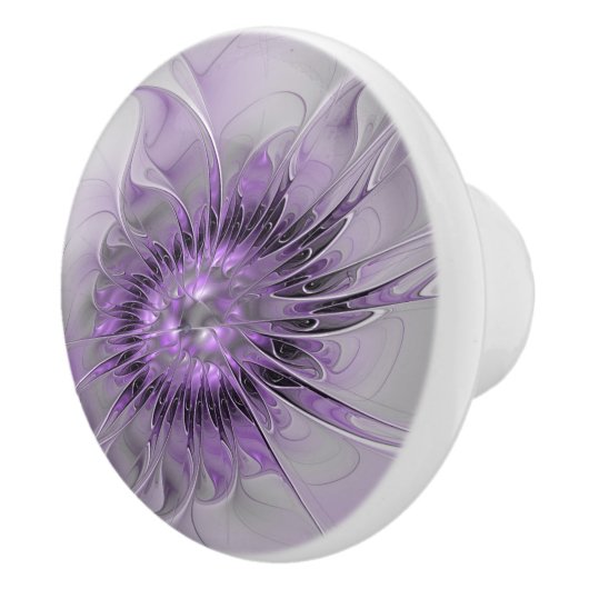 Lavender Flower Dream Modern Abstract Fractal Art Keramische Knop (Rechts)