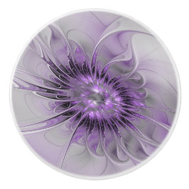 Lavender Flower Dream Modern Abstract Fractal Art Keramische Knop