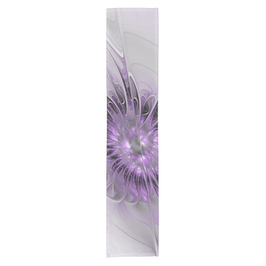 Lavender Flower Dream Modern Abstract Fractal Art Korte Tafelloper (Voorkant)
