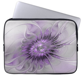 Lavender Flower Dream Modern Abstract Fractal Art Laptop Sleeve