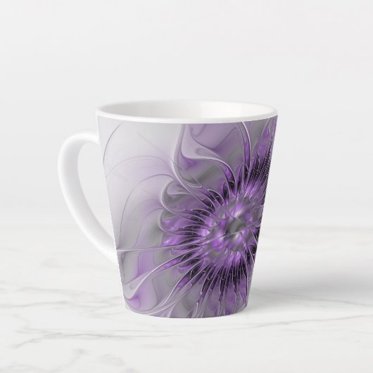 Lavender Flower Dream Modern Abstract Fractal Art Latte Mok (Linkerhoek)