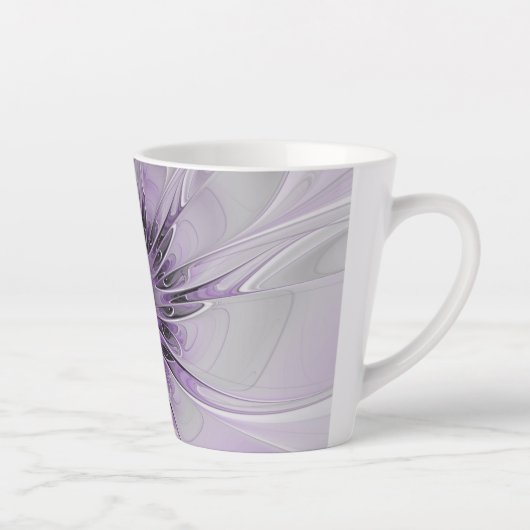 Lavender Flower Dream Modern Abstract Fractal Art Latte Mok (Rechts)