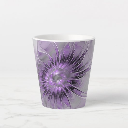 Lavender Flower Dream Modern Abstract Fractal Art Latte Mok (Voorkant)