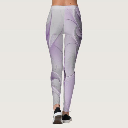 Lavender Flower Dream Modern Abstract Fractal Art Leggings (Achterkant)