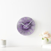 Lavender Flower Dream Modern Abstract Fractal Art Ronde Klok (Huis)