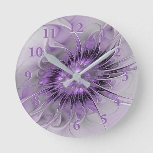 Lavender Flower Dream Modern Abstract Fractal Art Ronde Klok (Voorkant)