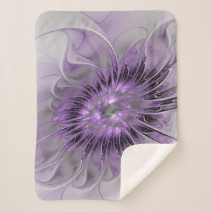 Lavender Flower Dream Modern Abstract Fractal Art Sherpa Deken