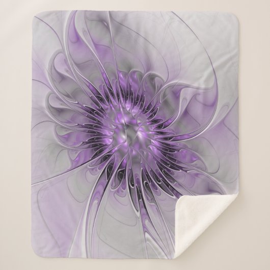Lavender Flower Dream Modern Abstract Fractal Art Sherpa Deken (Voorkant)