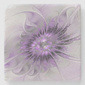 Lavender Flower Dream Modern Abstract Fractal Art Stenen Onderzetter (Voorkant)