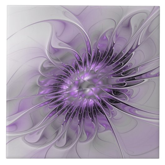 Lavender Flower Dream Modern Abstract Fractal Art Tegeltje (Voorkant)