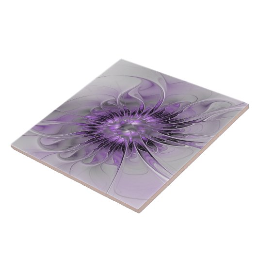 Lavender Flower Dream Modern Abstract Fractal Art Tegeltje (Zijkant)