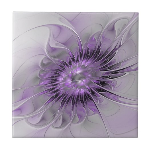 Lavender Flower Dream Modern Abstract Fractal Art Tegeltje (Voorkant)