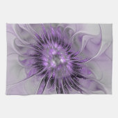Lavender Flower Dream Modern Abstract Fractal Art Theedoek (Horizontaal)