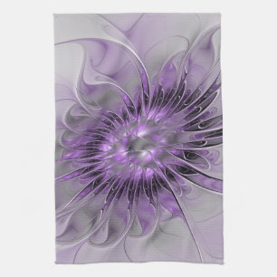 Lavender Flower Dream Modern Abstract Fractal Art Theedoek