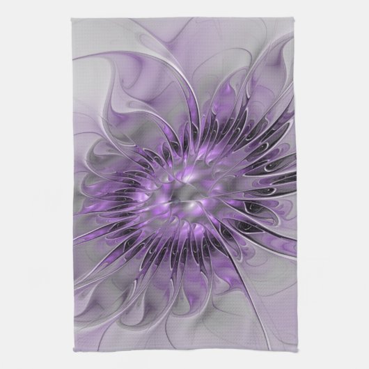 Lavender Flower Dream Modern Abstract Fractal Art Theedoek (Verticaal)