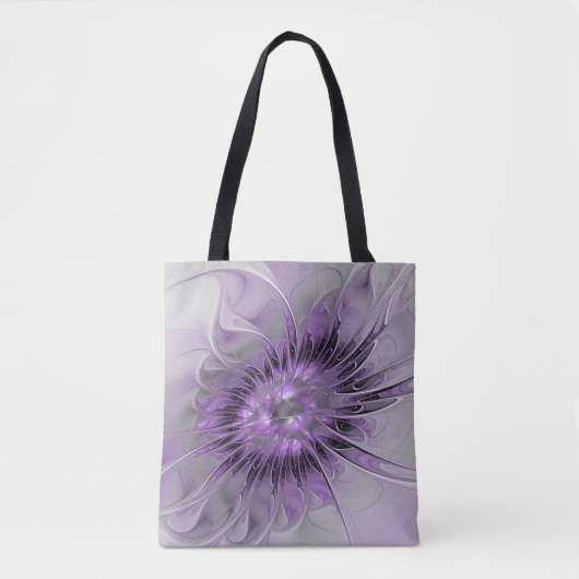 Lavender Flower Dream Modern Abstract Fractal Art Tote Bag (Voorkant)
