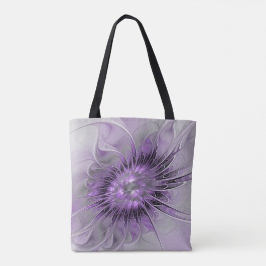 Lavender Flower Dream Modern Abstract Fractal Art Tote Bag (Achterkant)