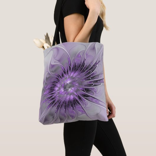 Lavender Flower Dream Modern Abstract Fractal Art Tote Bag (Dichtbij)
